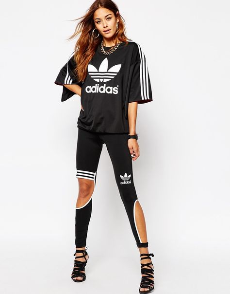 Image 4 of adidas Originals Rita Ora 3 Stripe Kimono Sleeve Top With Trefoil Print Superstars Adidas, Adidas Print, Rita Ora Adidas, Sporty Chic Style, Adidas Superstars, Kimono Sleeve Top, Adidas Original, Track Pant, Adidas Fashion