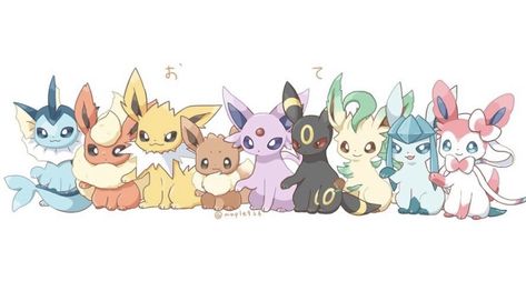 Pokemon All Eevee Evolutions, Eeveelutions Wallpaper Desktop, Eevee Evolutions Tattoo, Eevee Evolutions Art, Evee Evolution Art, Cute Eeveelutions, Pokemon Wallpaper Desktop, All Eevee Evolutions, Pokémon Eevee