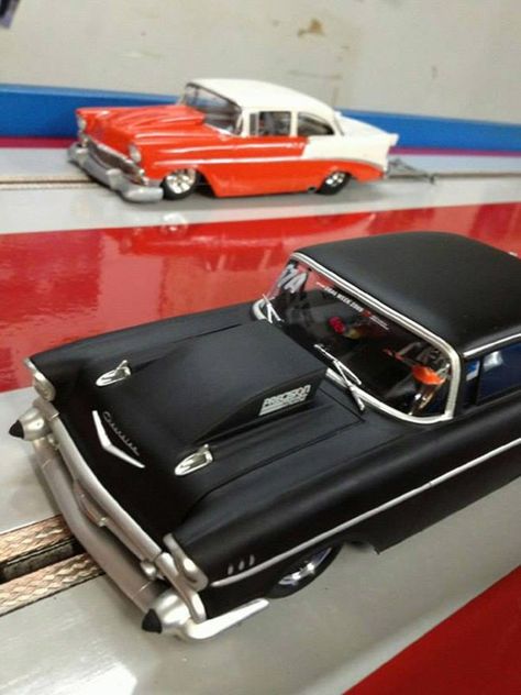 Slot Car Drag Racing, 56 Chevy, Race Tracks, Slot Machine Cake, 1957 Chevy, Slot Machine Party, Slot Car Racing, Game Mobile, Slot Car Tracks