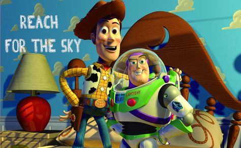 Reach for the sky and find your best friend or someone who needs some cheer and tell them you got a friend in me!! Buzz Tattoo, Toy Story 1995, Dibujos Toy Story, Toy Story Movie, Toy Story Characters, Pixar Films, Woody And Buzz, Karakter Disney, Toy Story 3