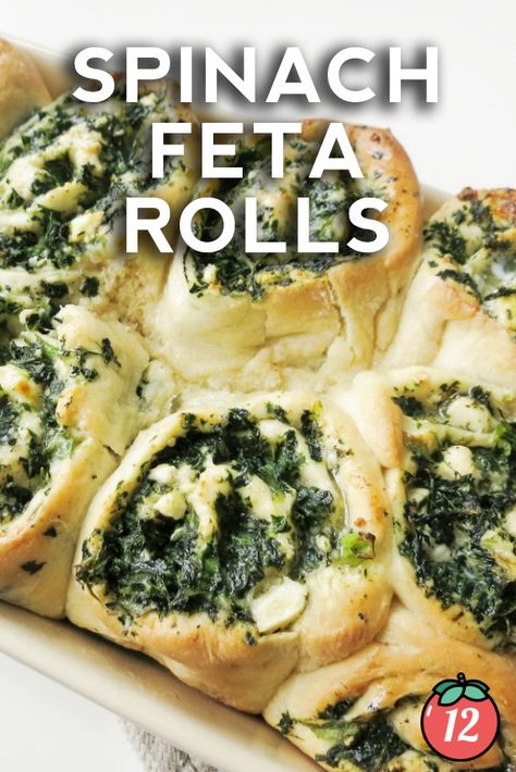 Spinach Feta Rolls Spinach And Feta Chicken, Feta Rolls, No Gluten Diet, Spinach Rolls, Tortilla Rolls, Feta Chicken, Croissant Recipe, Christmas Bread, Spinach Feta