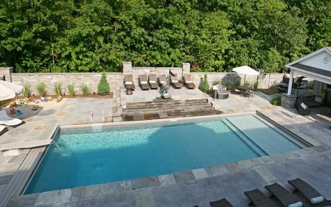 Rectangle Inground Pools - Gallery | Juliano's Pools Nice Pools, Rectangle Swimming Pools, Tanning Ledge Pool, Inground Pool Designs, Square Pool, Rectangular Swimming Pools, Inground Pool Landscaping, Simple Pool, Rectangle Pool