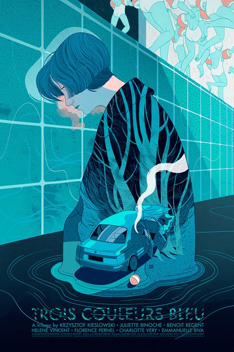 Three Colours Blue, Victo Ngai, Three Colors Blue, Sleepy Hollow, Black Dragon, Art And Illustration, Art Website, Blade Runner, Three Color