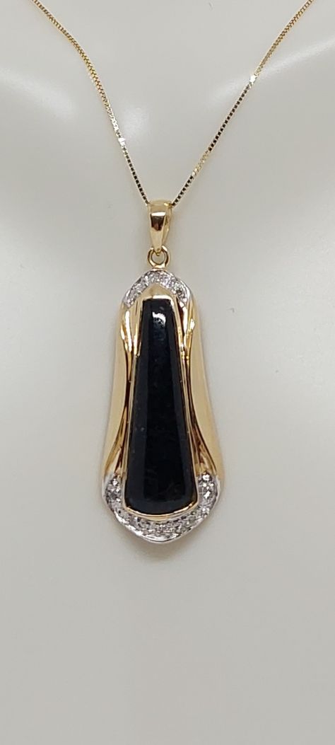 Onyx Pendant, Shiny Things, Yellow Gold Pendants, Classy Chic, Diamond Pendant, Black Onyx, Chain Lengths, Chain Length, Gold Pendant