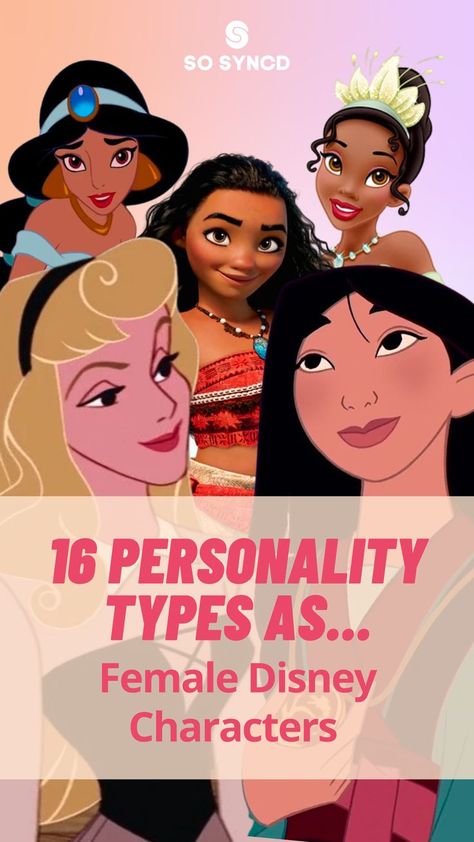 Today we take a look at the 16 personality types as female Disney characters. From our favorite Disney princesses to our least favorite villains, these female Disney characters are all unique in their own way. Some are sweet and caring, while others are brave and independent. No matter what their personality is, each of these characters has inspired people around the world to be whoever they want to be, and who they don’t want to be. Disney Princess Traits, Types Of Female Characters, Personality Types For Characters, Isfp Personality Characters, Infp Personality Characters, Mbti Personality Characters, Istj Personality Characters, 16 Personalities Characters, Personality Types Characters