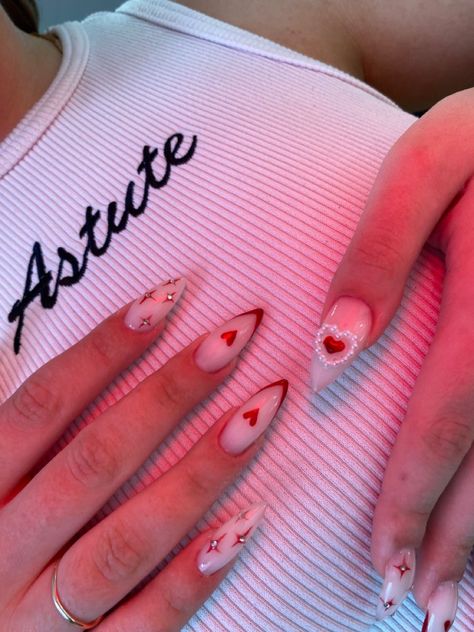 Vday Nails, February Nails, Her Nails, Classy Acrylic Nails, Pink Acrylic Nails, Heart Nails, Fire Nails, Dope Nails, Valentine's Day Nails