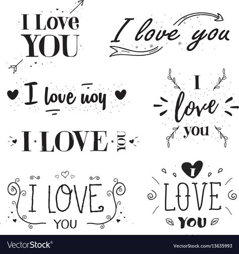 I Love You Hand Lettering, I Love You Design, I Love You In Different Fonts, Love Typography Word, Love Letter Drawing Ideas, Bubble Letter I, Valentines Day Quote, Preschool Valentines Activities, Valentines Activities