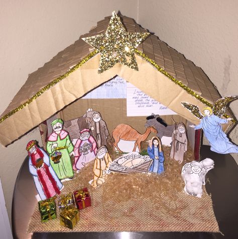 Paper craft Nativity diorama Nativity Diaroma Kids, Nativity Diorama For Kids, Nativity Diorama, Nativity Crafts For Kids, Diy Nativity Scene, Craft Nativity, Christmas Board Decoration, Christmas Card For Kids, Christmas Nativity Scene Diy