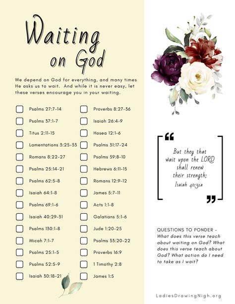 October Bible Reading Plan, Verses About Waiting, Scripture Writing Plans, Bible Study Printables, Waiting On God, Christian Book, Bible Study Plans, Bible Study Methods, Inspire Bible Journaling