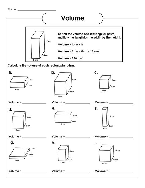 Rectangular Prism Volume - 5th Grade Math Worksheets | K5 Worksheets Teaching Volume, Volume And Surface Area, Grade 5 Math Worksheets, Volume Worksheets, Volume Math, 5th Grade Worksheets, Rectangular Prism, Geometry Worksheets, Fifth Grade Math