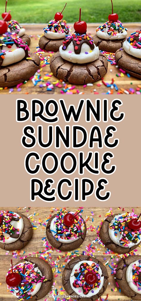 If you're anything like me, you have a sweet tooth that just won't quit. Lucky for you (and me), I happened upon an incredible brownie sundae cookie recipe that will satisfy even the most intense sugar cravings. Hot Fudge Sundae Cookies, Brownie Sundae Crumbl Cookie, Homemade Brownie Recipes, Sundae Cookies, Loaded Cookies, Cookie Pies, Sundae Recipes, Homemade Brownie, Chocolate Sundae