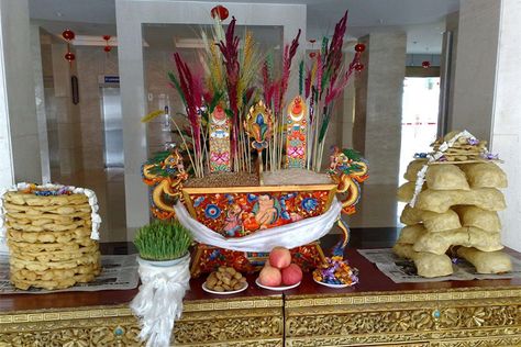 Decoration and Food for Losar Festival Losar Festival, Tibetan Food, Broken Mirror, Lunar Calendar, Getting Up Early, Vintage Collage, The Monks, Spring Festival, Zodiac Facts