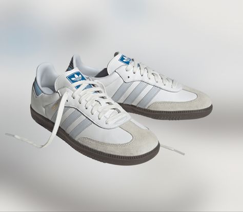 Samba Halo Blue, Adidas Samba Light Blue, Light Blue Samba, Light Blue Sambas Outfit, Light Blue Shoes Outfit, Blue Adidas Outfit, Blue Shoes Outfit, Sambas Adidas Women Outfit, Adidas Samba White