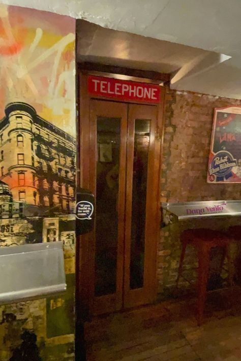 NYC Speakeasy with a Secret Phone Booth Entrance Speakeasy Door Entrance Secret Passage, Speakeasy Door Entrance, Speakeasy Entrance, Nyc Speakeasy, Speakeasy Nyc, Speakeasy Ideas, Speakeasy Door, Mocktail Bar, 1920s Speakeasy