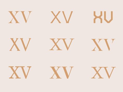 Number 15, Roman numeral typography tests by James Betts on Dribbble 15 Roman Numeral Tattoo, 15 Number Tattoo, Rome Number Tattoo, 15 In Roman Numerals, 15 Tattoo Number, Roman Numeral 15, Xv Tattoo, Roman Numeral Tattoo Font, Roman Numeral Font