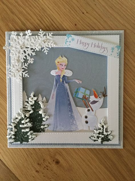 Frozen Christmas card Frozen Cards Handmade, Disney Cards Handmade, Frozen Birthday Cards, Disney Christmas Cards, Frozen Cards, Princess Card, Disney Frozen Party, Frozen Christmas, Disney Cards