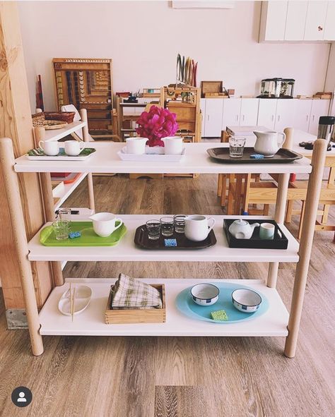 Montessori Weaning Table Set Up, Montessori Classroom Practical Life, Montessori Practical Life 2-3, Montessori 3-6, Montessori 3-6 Classroom, Montessori Practical Life 3-6 Activities, Montessori Practical Life 3-6, Practical Life Montessori Preschool, Montessori Classroom Furniture