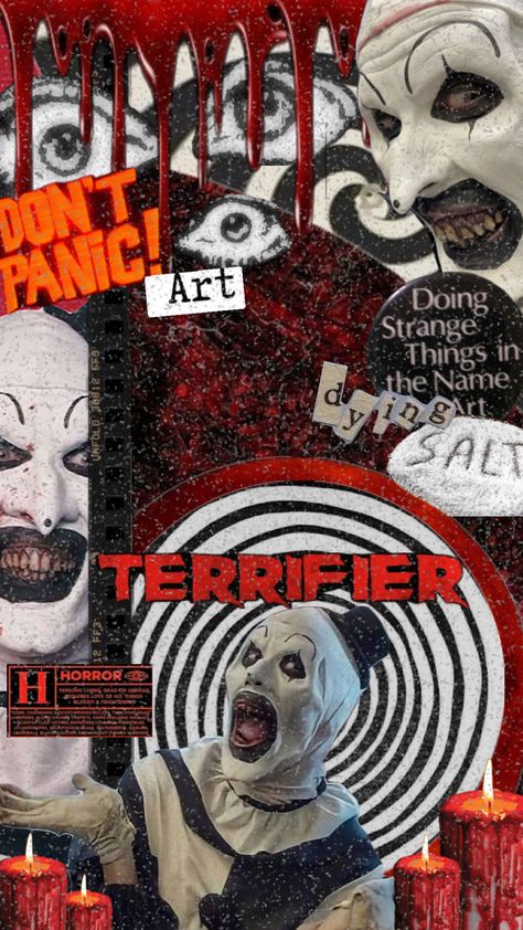 #terrifier #terrifier #horrorcollage #horroraesthetic #arttheclown #arttheclowncollage #redhorroraesthetic #red #scarymoviecollage #scarymovie Phone Wallpaper Themes, Movie Character Wallpaper, Good Wallpapers, Cute Halloween Wallpaper, Halloween Wallpaper Iphone Backgrounds, Halloween Wallpaper Backgrounds, Halloween Wallpaper Cute, Wallpaper Iphone Disney Princess, Scary Movie Characters