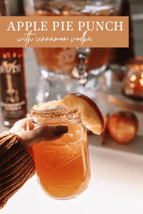 Apple Pie Punch with Hard Truth Cinnamon Vodka - Sierra In The City Apple Pie Booze Recipe, Apple Pie Punch Alcoholic, Apple Pie Drink Alcohol, Cinnamon Vodka, Apple Pie Punch, Apple Pie Drink, Autumn Beverages, Pumpkin Pie Martini, Apple Cider Punch