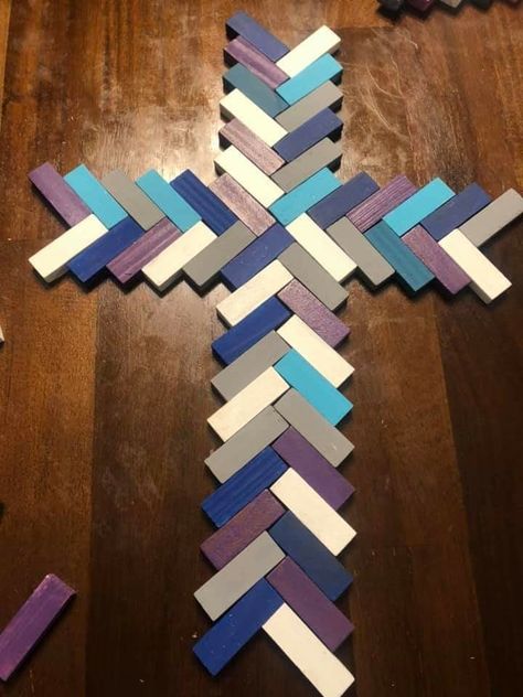 Wooden Cross Crafts, Wooden Clothespin Crafts, Jenga Blocks, Study Plans, Dollar Store Diy Projects, Religious Crafts, Cross Crafts, Vbs Crafts, Diy Dollar Tree Decor