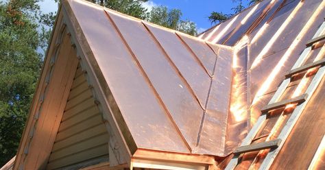 Faux Copper Metal Roofing - The Color Of Copper At The Price Of Metal Copper Roof House, Copper Metal Roof, Copper Awning, Metal Roof Houses, Metal Roof Colors, Zinc Roof, Copper House, Roof Ideas, Exterior House Colors Combinations