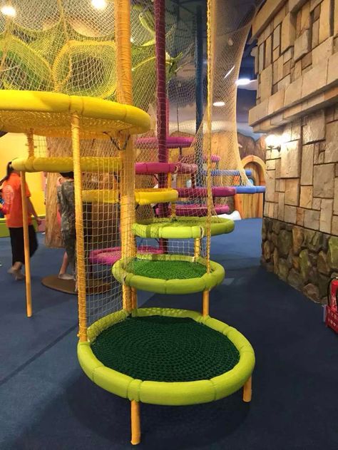 indoor jungle gym Inside Playground, Indoor Playground Design, Indoor Play Places, Indoor Jungle Gym, Kids Indoor Play, Indoor Play Area, Things To Create, Indoor Playroom, Backyard Trampoline