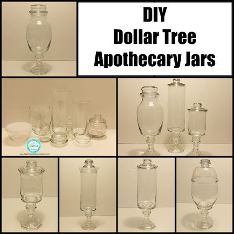 Dollar Tree Apothecary, Looking Glass Paint, Jars Crafts, Winter Tree Decorations, Upcycling Diy, Dollar Store Hacks, Diy Tree, Dollar Tree Decor, Christmas Jars