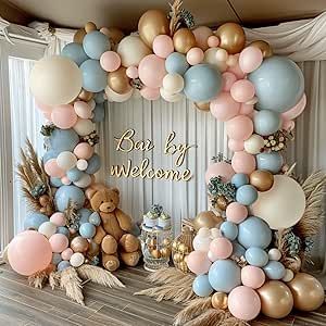 Gender Reveal Balloon Arch Kit, Dusty Pink and Blue Balloons Chrome Gold Sand White Balloons for Gender Reveal Boho Bachelorette Birthday Baby Shower Bridal Bear Theme Decorations Bear Theme Decorations, Gender Reveal Balloon Arch, Boho Bachelorette, Inflatable Party Decorations, Gender Reveal Party Games, Balloon Arch Kit, Gender Reveal Balloons, Gender Reveal Decorations, Gender Reveal Cake