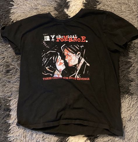 $20 ? not sure if its official, it looks like a short sleeve version of a revenge era long sleeve but i cant find this specific one. Do Revenge Aesthetic Outfits, In My Revenge Era, Do Revenge Fashion, Revenge Era Frank, 2000s Shirts, Revenge Hoodie, Off The Shoulder Tee, Sweet Revenge, Band Merch