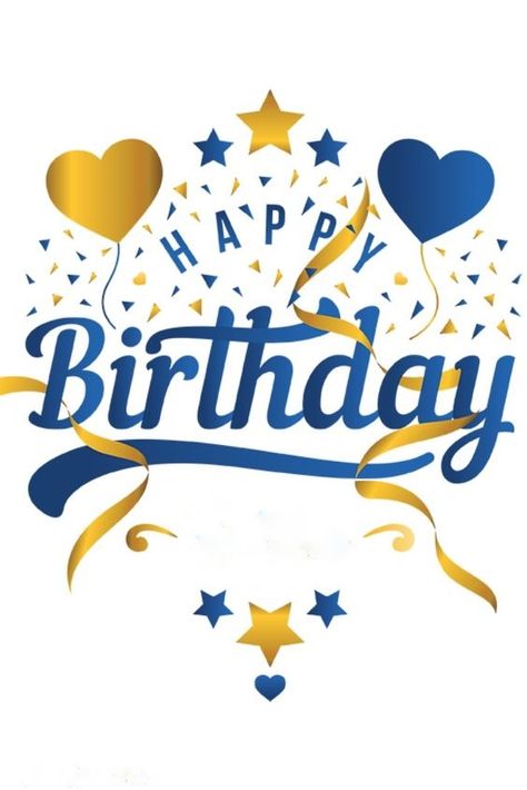 Happy Birthday Greeting READY TO PERSONALIZE Blue and Gold with hearts and ribbon. O.K. for man. Happy Birthday Wishes Aunt, Happy Birthday Wishes For Him, Cool Happy Birthday Images, Happy Birthday For Him, Happy Birthday Wishes Messages, Birthday Wishes For Him, Birthday Greetings Friend, Happy Birthday Wishes Cake, Happy Birthday Wishes Images