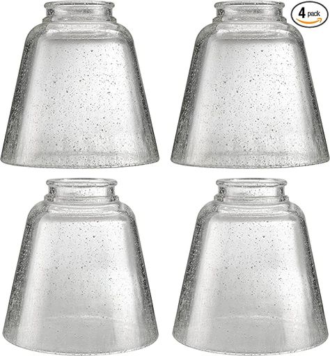 Aspen Creative 23174-60-4, Transitional Clear Ceiling Fan Replacement Glass Shade, 2-1/8" Fitter, Size: 4-3/4" D x 4-3/4" H, 4Pcs/Pack - - Amazon.com Ceiling Fan Light Cover, Ceiling Fan Replacement, Replacement Glass Shades, Ceiling Fan Shades, Affordable Lighting, Ceiling Fan Light Kit, Chandelier Shades, Glass Replacement, Portable Lamps