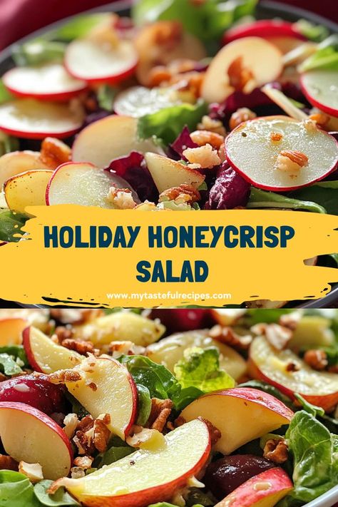 Brighten up your plate with this vibrant Honeycrisp Salad! Sweet apples, juicy pomegranate seeds, and crunchy almonds come together in this deliciously fresh and colorful dish. Pomegranite Salad, Honeycrisp Apple Salad, Honeycrisp Salad, Fresh Bruschetta, Creamy Dips, Salad With Pomegranate, Honeycrisp Apple, Mini Sliders, Winter Salads