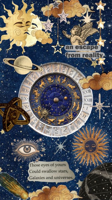 Created by rufoella6 on Shuffles Stars Collage, Desain Quilling, Creation Art, Witchy Wallpaper, Pop Art Wallpaper, Sun Moon Stars, Celestial Art, Hippie Wallpaper, Edgy Wallpaper