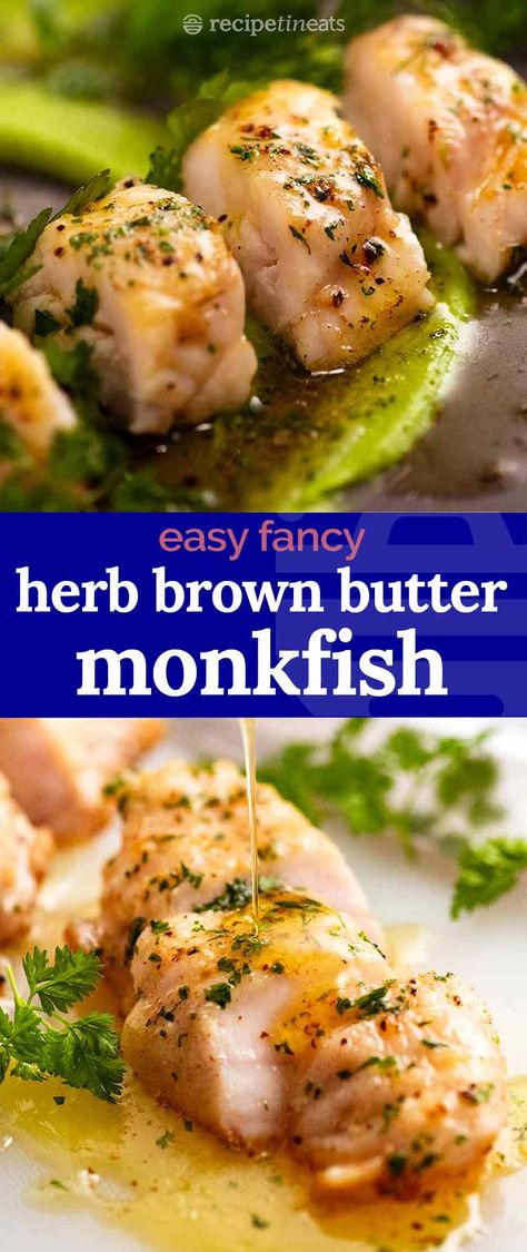 With sweet and meaty lobster-like flesh, Monkfish is affectionately known as “poor man’s lobster”. But there’s certainly nothing “poor” about this dish! If you’re new to cooking Monkfish, this is a good recipe to try because it’s easy and showcases just how good monkfish is. There’s a reason monkfish is a firm favourite with fine dining restaurants! Monkfish Tail Recipes, Fine Dining Fish Recipes, Recipetineats Recipes, Fish Dishes Fine Dining, Monkfish Recipes Easy, Monkfish Recipe, Monkfish Recipes Baked, Monk Fish Recipe Ideas, Monk Fish Recipe