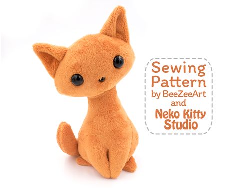 New Pattern To Benefit Kitties! Kitty Stuffed Animal, Stuffed Animal Sewing, Cat Stuffed Animal, Soft Toy Patterns, Animal Sewing Patterns, Sewing Stuffed Animals, Stuffed Animal Cat, Beginner Sewing Projects Easy, Animal Projects