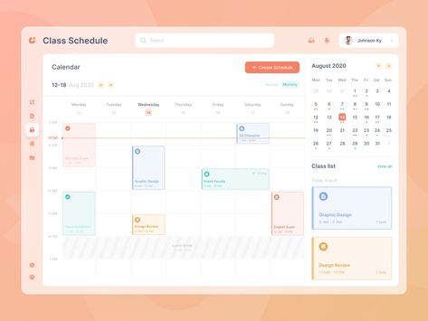 Exploration Web App | Schedule Screen by Yafi Asyam for Omnicreativora on Dribbble Class Schedule College, Class Schedule Template, School Timetable, Going Back To College, Desktop Wallpaper Organizer, Schedule Organization, Schedule Templates, School Schedule, College Classes