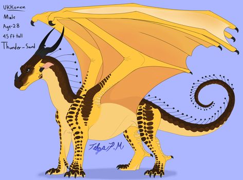 Wings of Fire Fan tribe ThunderWing-SandWing hybrid Wings Of Fire Fan Tribes, Fire Fans, Ref Sheet, Fantasy Stuff, Fire Art, Wings Of Fire, Book Dragon, Nightwing, Cute Creatures