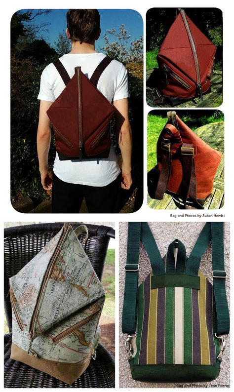 Andrea's Rucksack- in 2 Backpack Sizes by RLR Creations - Craftsy Triangle Backpack, Backpack Pattern Sewing, Backpack Sewing, Pouch Sewing, Sewing Easy Diy, Modern Bag, Sewing School, Diy Bags Purses, Backpack Pattern