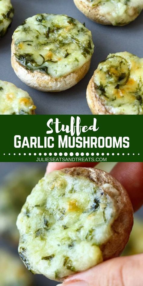 Bitesize Appetizers, Garlic Stuffed Mushrooms, Easy Stuffed Mushrooms, Mushrooms Stuffed, Stuffed Mushrooms Easy, Small Bites Appetizers, Healthy Appetizers Easy, Mushroom Appetizers, Cheese Stuffed Mushrooms