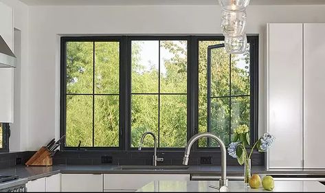 Milgard Windows, Window Construction, Black Window Frames, Fiberglass Windows, Replacement Windows, Energy Efficient Windows, Bow Window, Window Grill Design, Double Hung Windows