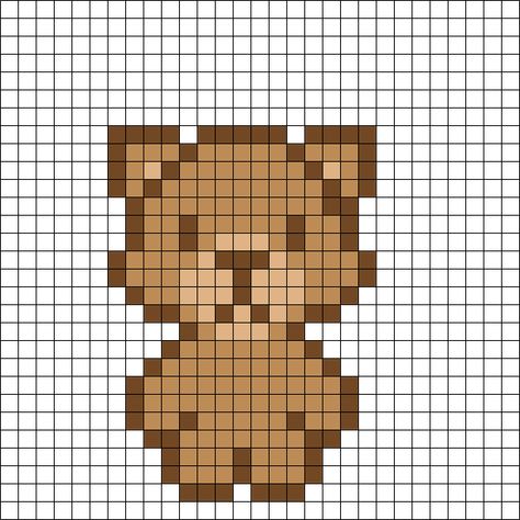 Milk And Mocha Pixel Art, Pixel Bear Art, Cute Bear Pixel Art, Perler Bead Bear Patterns, Teddy Bear Perler Bead Pattern, Perler Bead Ideas Anime, Bear Pixel Pattern, Bear Beading Patterns, Pixel Art Characters Easy