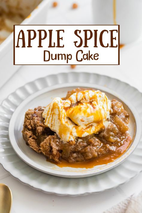 This Apple Spice Dump Cake is as easy as it gets, but the warm, spiced flavors make it feel like you spent hours in the kitchen. It’s a no-hassle dessert that’s perfect for relaxed nights in. via @cmpollak1 Spice Apple Dump Cake, Campfire Dump Cake, Apple Spice Cake Using Box Cake, Apple Spice Dump Cake, Spice Dump Cake, Apple Dump Cake Recipe, Apple Dump Cake, Peach Dump Cake, Apple Spice Cake