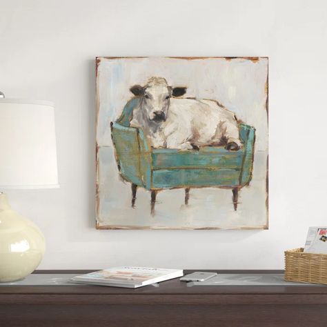 Laurel Foundry Modern Farmhouse Moo-Ving In I & Reviews | Wayfair Square Canvas, Laurel Foundry Modern Farmhouse, Pictures To Paint, Wrapped Canvas Art, Art Sur Toile, Diy Painting, Art Materials, Modern Farmhouse, Painting Prints