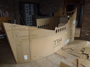 Pirate Ship · Posted on December 29, 2012 · Leave a Comment · 1728 × 1296 · Pirate Ship - Stage 1 Pirate Ships Diy, Cardboard Pirate Ship, Pirate Halloween Decorations, Pirate Halloween Party, Pirate Props, Cardboard Boat, Homecoming Floats, Large Cardboard Boxes, Pirate Decor