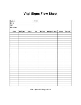 Perfect for medical staff, this vitals record allows doctors and nurses to record a patient's important health statistics. Free to download and print Vitals Chart, Vitals Sheet, Vital Signs Chart, Vital Signs Nursing, Medical Form, Medical Printables, Sign Out Sheet, Home Health Nurse, Medical Binder