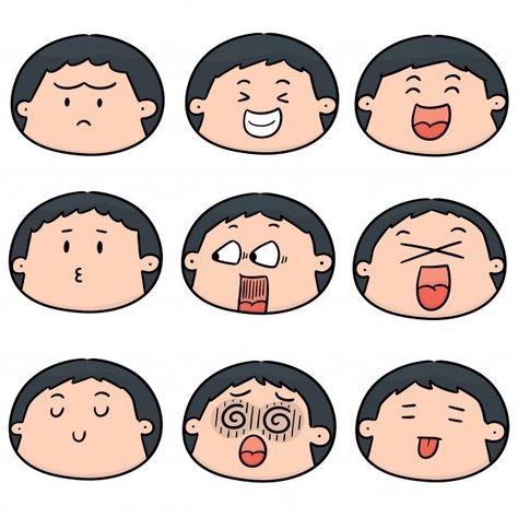 Vector set of cartoon face | Premium Vector #Freepik #vector #hand #children #line #man Line Man, Cartoon Expression, Emoji Design, Cartoon Face, Cartoon Faces, Chibi Drawings, Line Illustration, Animation Design, 2d Art