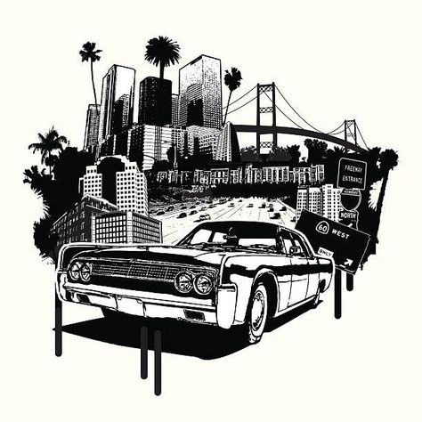 Gta City, West Coast Tattoo, Tattoo Mafia, Half Sleeve Tattoo Stencils, Los Angeles Tattoo, Magnolia Tattoo, Chicano Tattoos, Music Tattoo Designs, City Tattoo