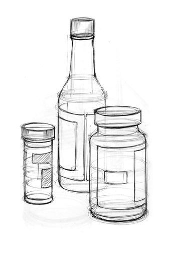 Item Sketches, Drawing Ideas Objects, Object Sketching, Object Sketches, Basic Sketches, Jar Drawing, Still Life Sketch, Geometric Shapes Drawing, Basic Sketching