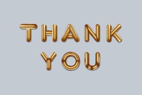 thank you written with foil gold balloon. thank you typography. realistic golden balloons. vector isolated design Golden Balloons, Thank You Typography, Thank You Writing, Gold Balloons, Fonts Design, Gold Foil, Vector Art, Vector Free, Foil