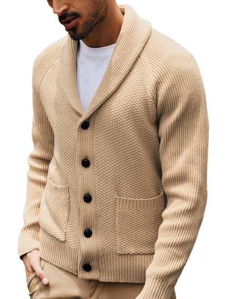 Mens cable knit cardigan